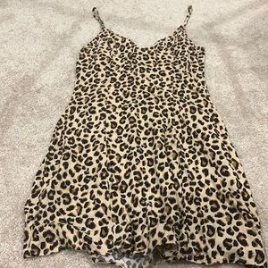 Divided leopard float mini dress